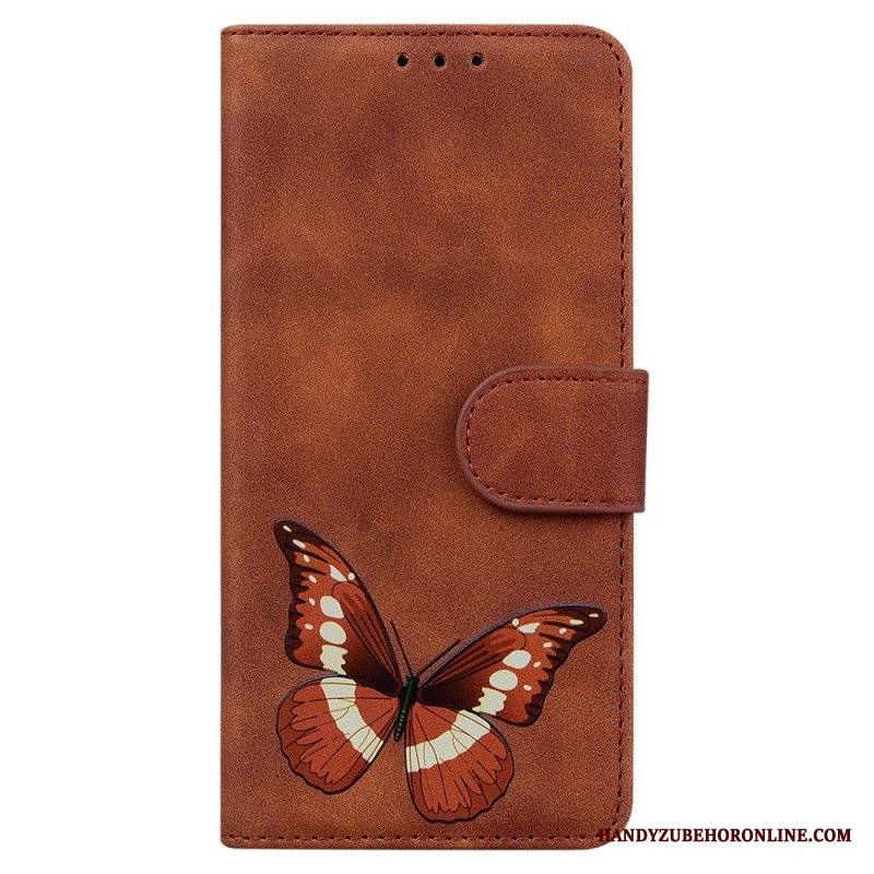 Etui Folio do Xiaomi Redmi Note 10 Pro Motyl Dotykający Skóry