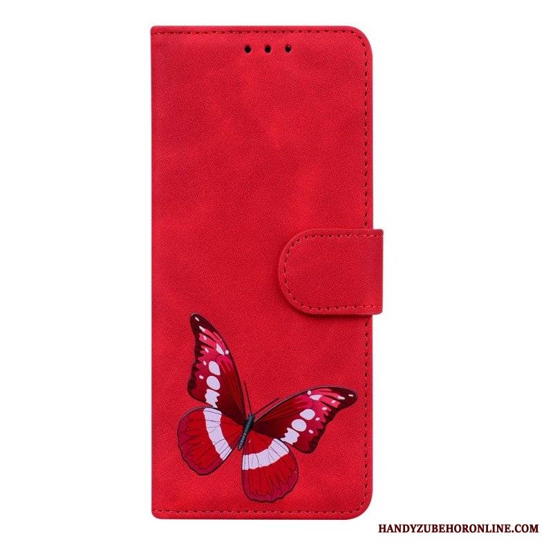 Etui Folio do Xiaomi Redmi Note 11 / 11S Motyl Dotykający Skóry