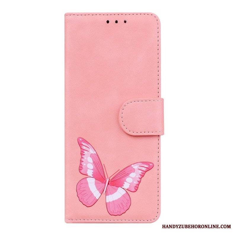 Etui Folio do Xiaomi Redmi Note 11 / 11S Motyl Dotykający Skóry