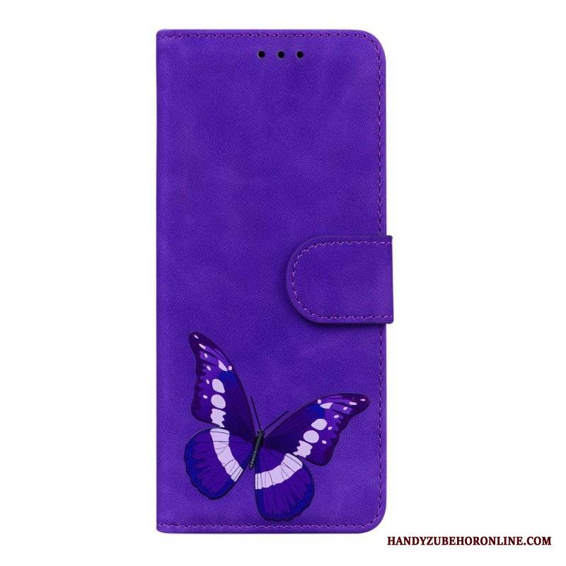 Etui Folio do Xiaomi Redmi Note 11 / 11S Motyl Dotykający Skóry