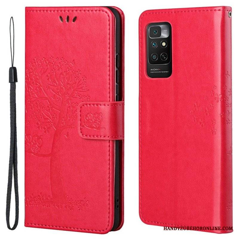 Etui Folio do Xiaomi Redmi Note 11 / 11S z Łańcuch Drzewo Stringów I Sowy