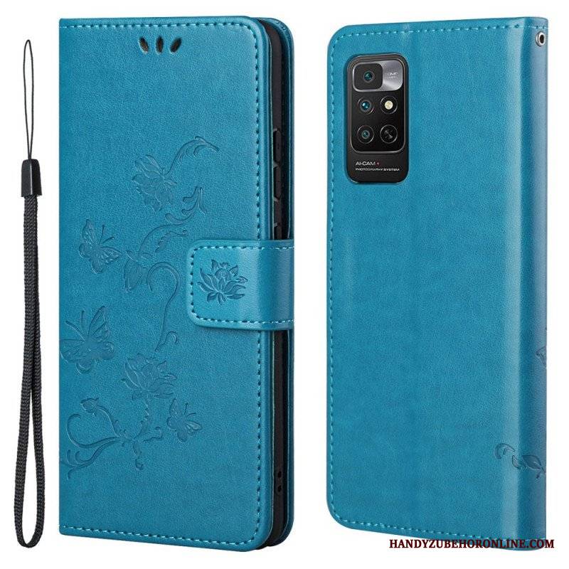 Etui Folio do Xiaomi Redmi Note 11 / 11S z Łańcuch Paski Kwiaty