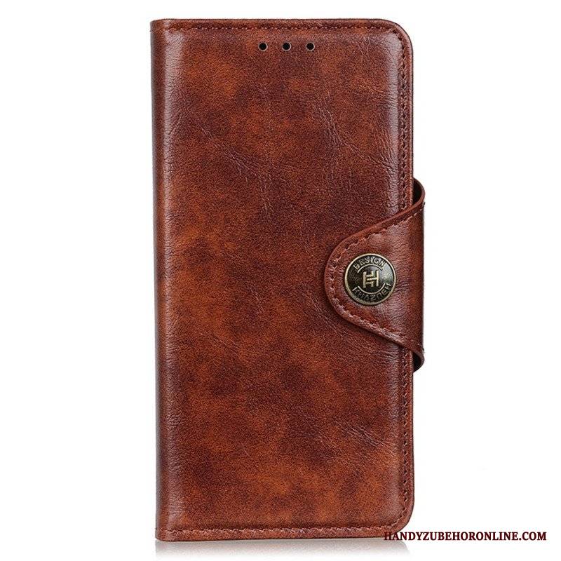 Etui Folio do Xiaomi Redmi Note 12 4G Guzik Khazneh Z Imitacji Lakierowanej Skóry