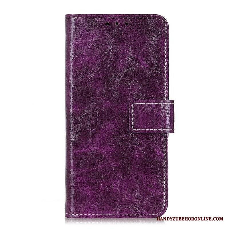 Etui Folio do Xiaomi Redmi Note 12 4G Lakierowana Z Widocznymi Szwami