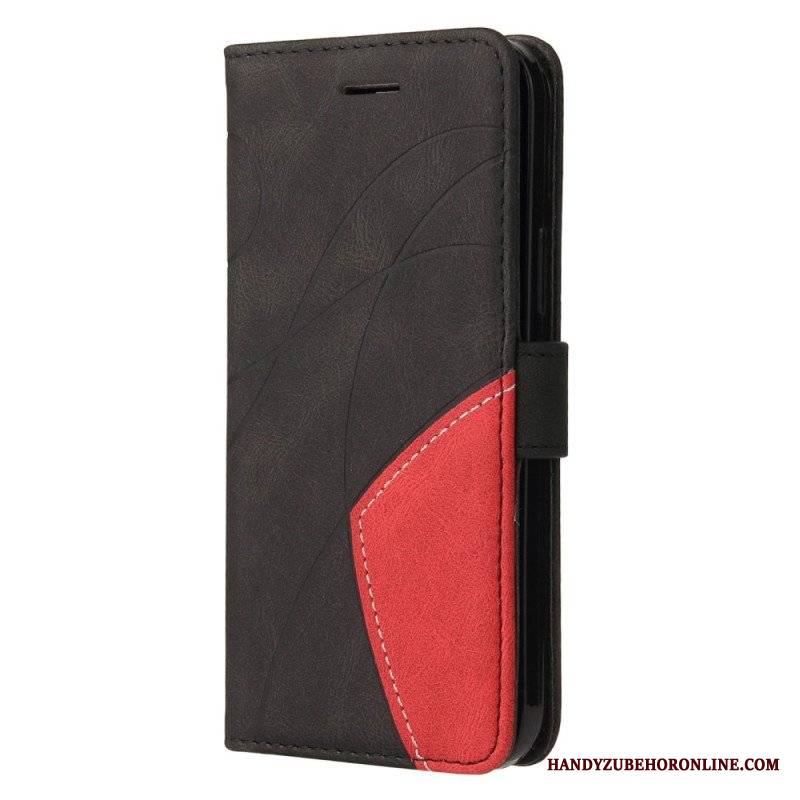 Etui Folio do Xiaomi Redmi Note 12 5G z Łańcuch Dwukolorowy Pasek