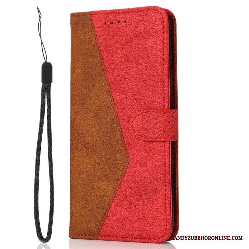 Etui Folio do Xiaomi Redmi Note 12 Pro z Łańcuch Dwukolorowy Pasek