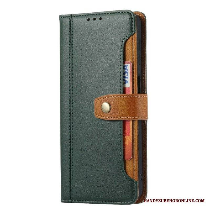 Etui Folio do iPhone 13 Mini Etui Na Karty Z Przodu I Pasek Z Efektem Skóry