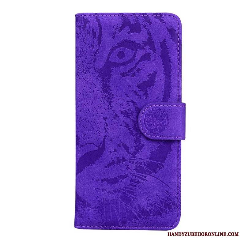 Etui Folio do iPhone 13 Mini Nadruk Twarzy Tygrysa