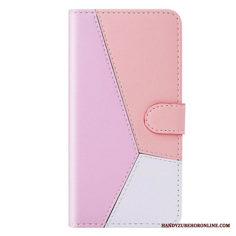 Etui Folio do iPhone 13 Mini Trójkolorowy Efekt Skóry