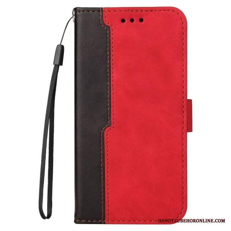 Etui Folio do iPhone 14 Dwukolorowy Z Paskiem