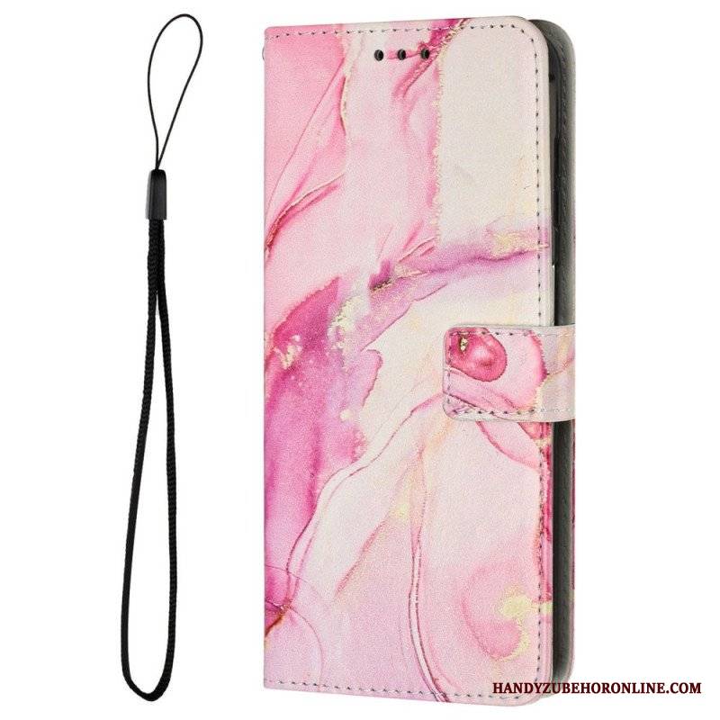 Etui Folio do iPhone 14 z Łańcuch Pasek Marmuru