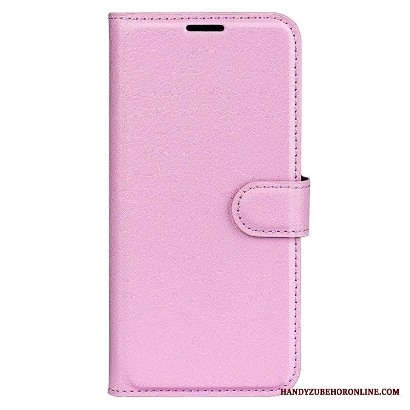 Etui Folio do iPhone 15 Plus Klasyczna Sztuczna Skóra Litchi