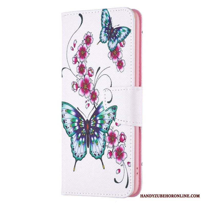 Etui Folio do iPhone 15 Plus Kolorowe Motyle