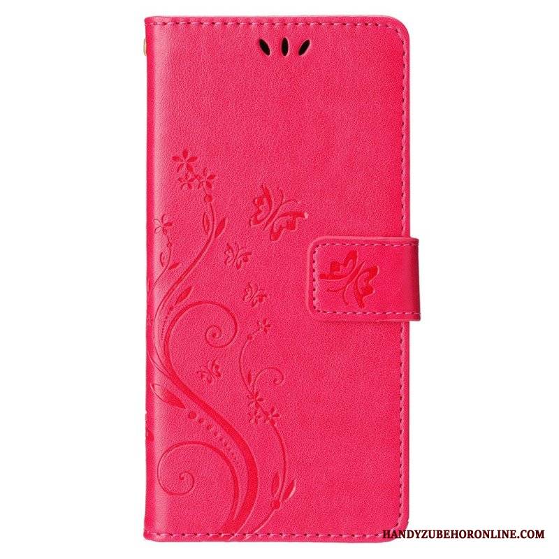 Etui Folio do iPhone 15 Plus Kwiaty I Motyle