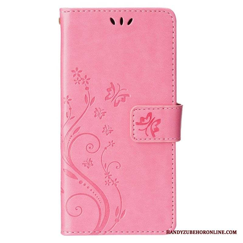 Etui Folio do iPhone 15 Plus Kwiaty I Motyle