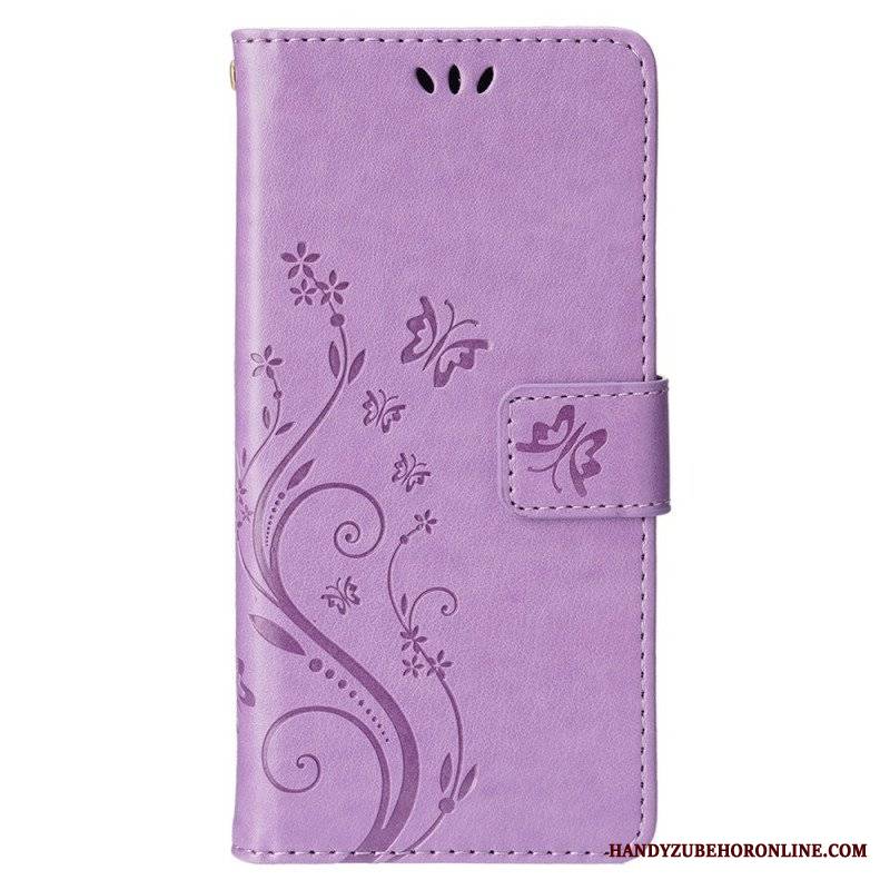 Etui Folio do iPhone 15 Plus Kwiaty I Motyle