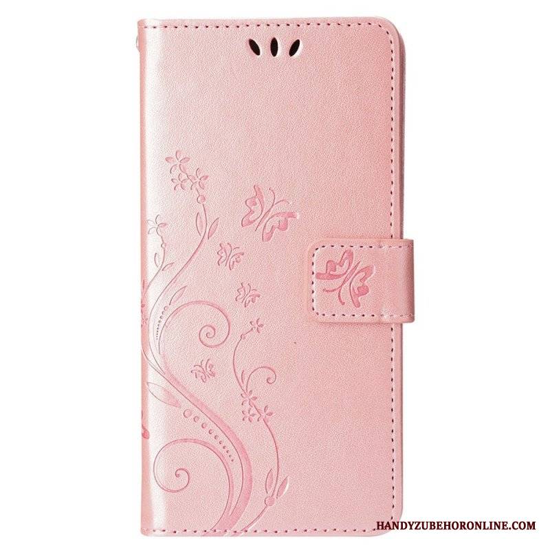 Etui Folio do iPhone 15 Plus Kwiaty I Motyle