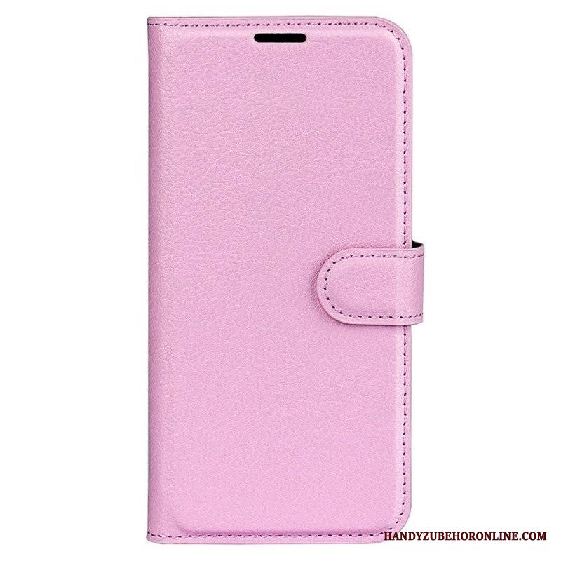 Etui Folio do iPhone 15 Pro Max Klasyczna Sztuczna Skóra Litchi