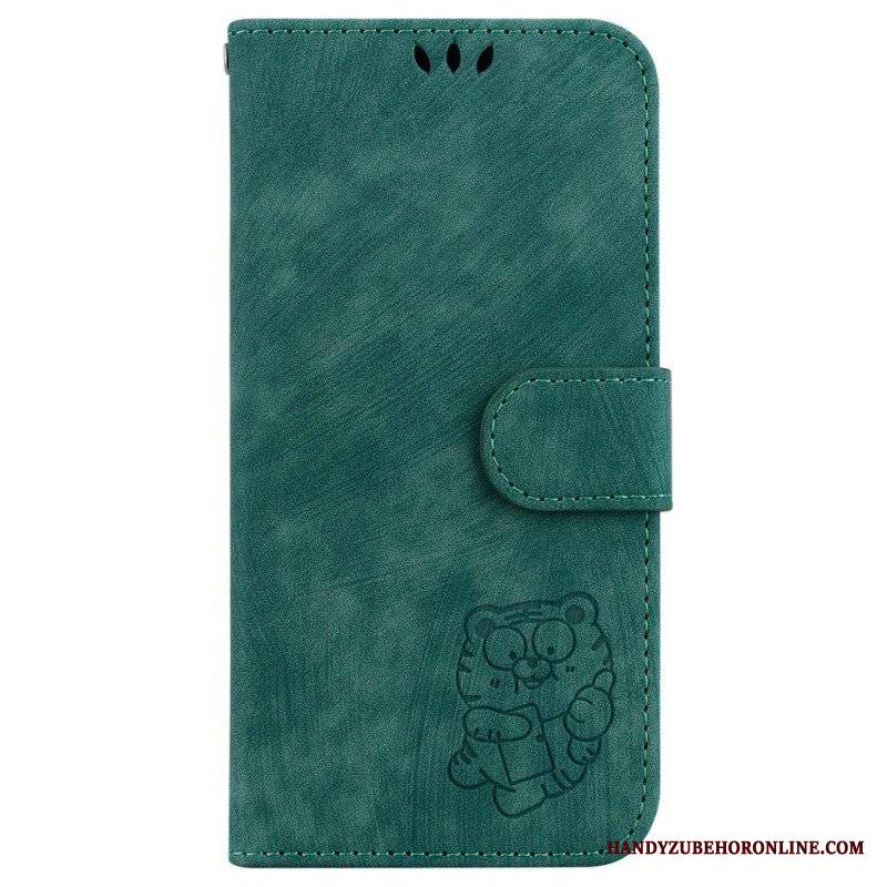 Etui Folio do iPhone 15 Pro Słodki Tygrys