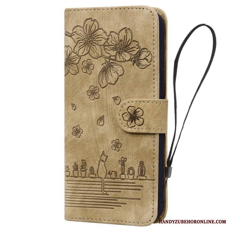 Etui Folio do iPhone 15 Pro z Łańcuch Stringi Cat Daydream