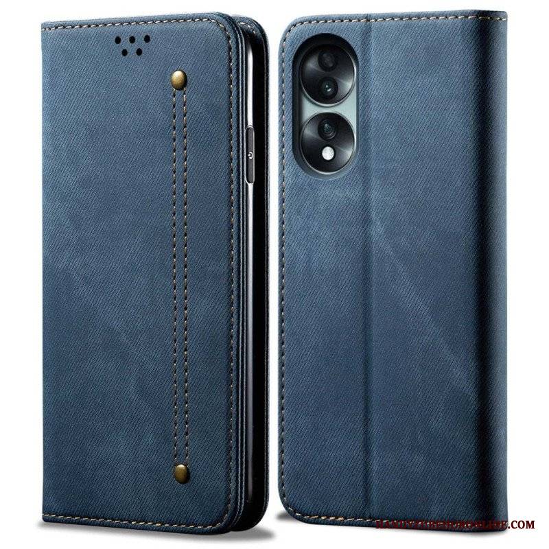 Etui Na Telefon do Honor 70 Etui Folio Dżinsowa Tkanina Ze Wzorem Ściegu