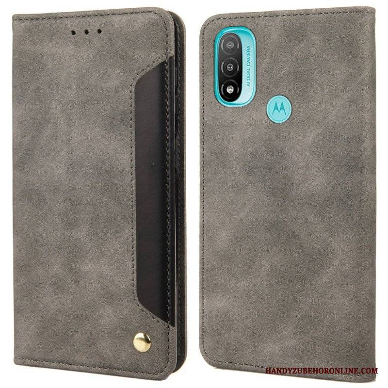 Etui Na Telefon do Moto E40 / E30 / E20 Etui Folio Dwukolorowy Biznesowy Efekt Skóry