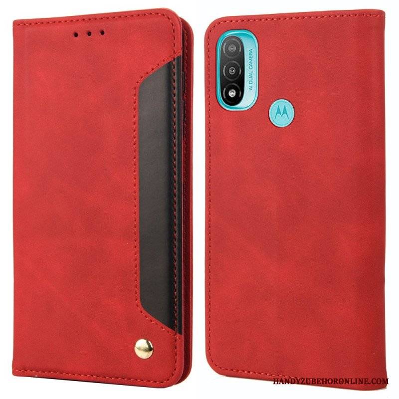 Etui Na Telefon do Moto E40 / E30 / E20 Etui Folio Dwukolorowy Biznesowy Efekt Skóry