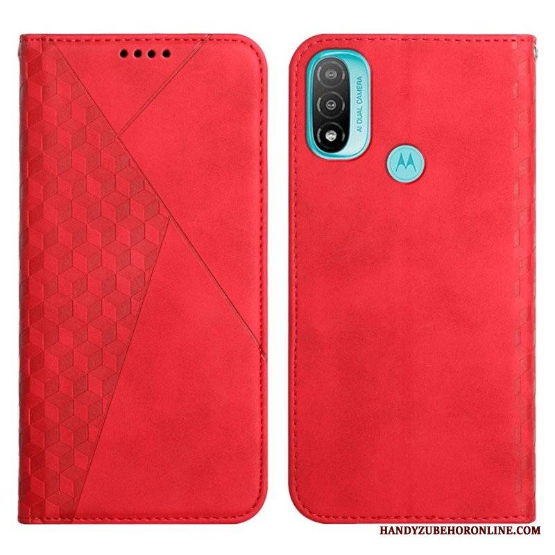 Etui Na Telefon do Moto E40 / E30 / E20 Etui Folio Efekt Geo Skóry