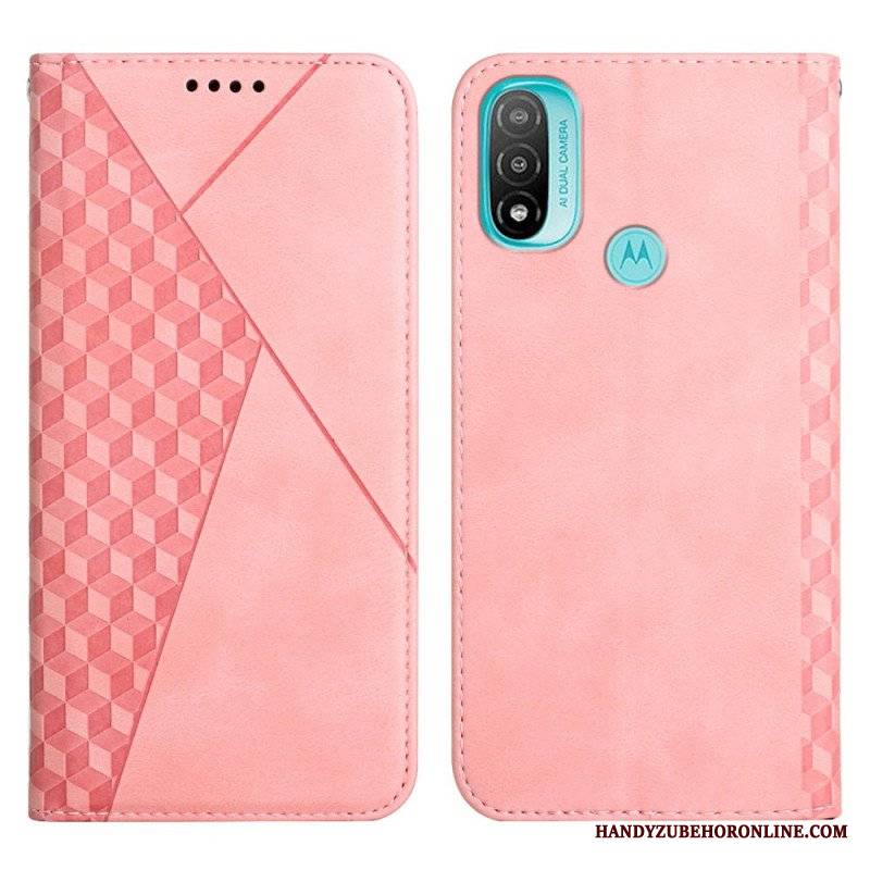 Etui Na Telefon do Moto E40 / E30 / E20 Etui Folio Efekt Geo Skóry