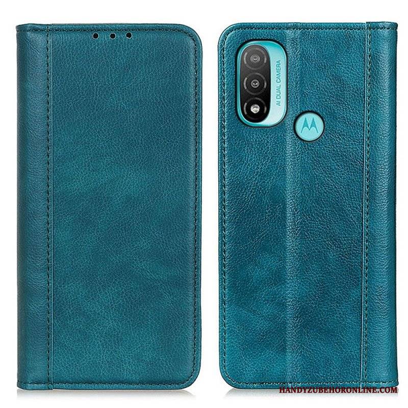 Etui Na Telefon do Moto E40 / E30 / E20 Etui Folio Elegancka Dwoina Skóry Liczi