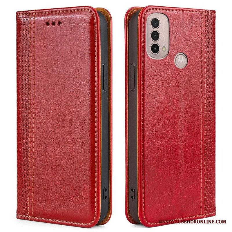 Etui Na Telefon do Moto E40 / E30 / E20 Etui Folio Przeszycia Ze Skóry Liczi