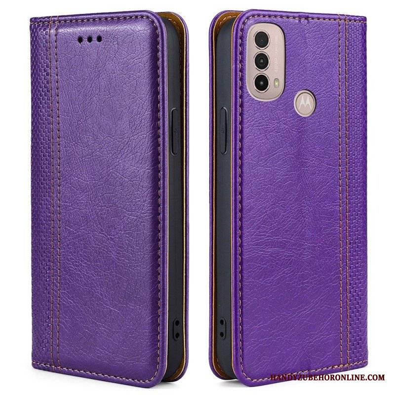 Etui Na Telefon do Moto E40 / E30 / E20 Etui Folio Przeszycia Ze Skóry Liczi