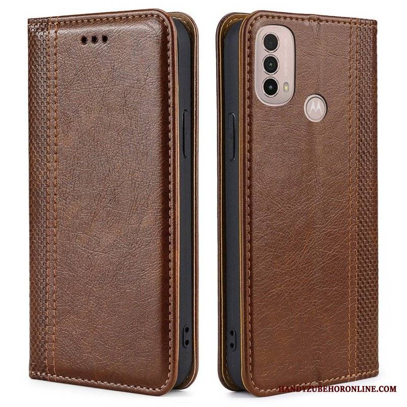 Etui Na Telefon do Moto E40 / E30 / E20 Etui Folio Przeszycia Ze Skóry Liczi