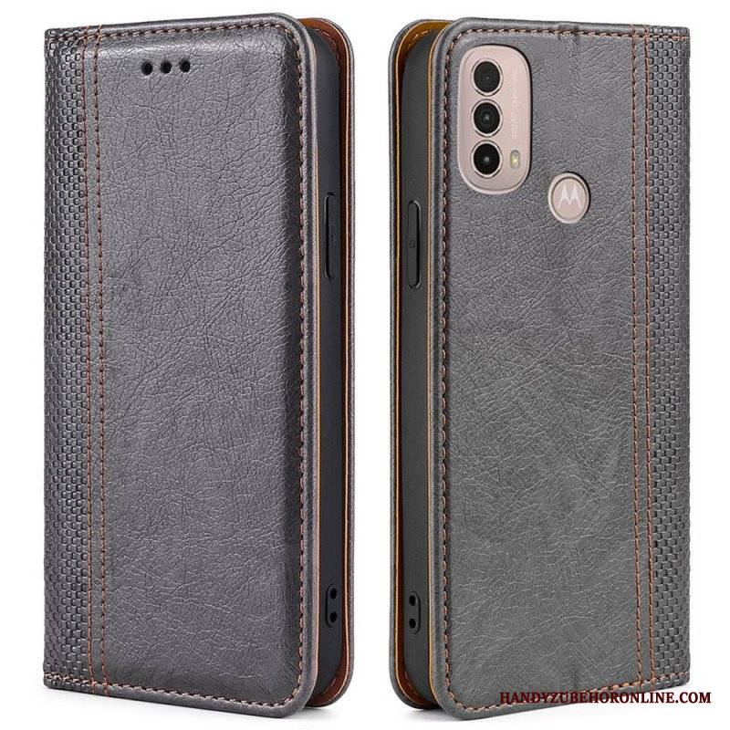 Etui Na Telefon do Moto E40 / E30 / E20 Etui Folio Przeszycia Ze Skóry Liczi