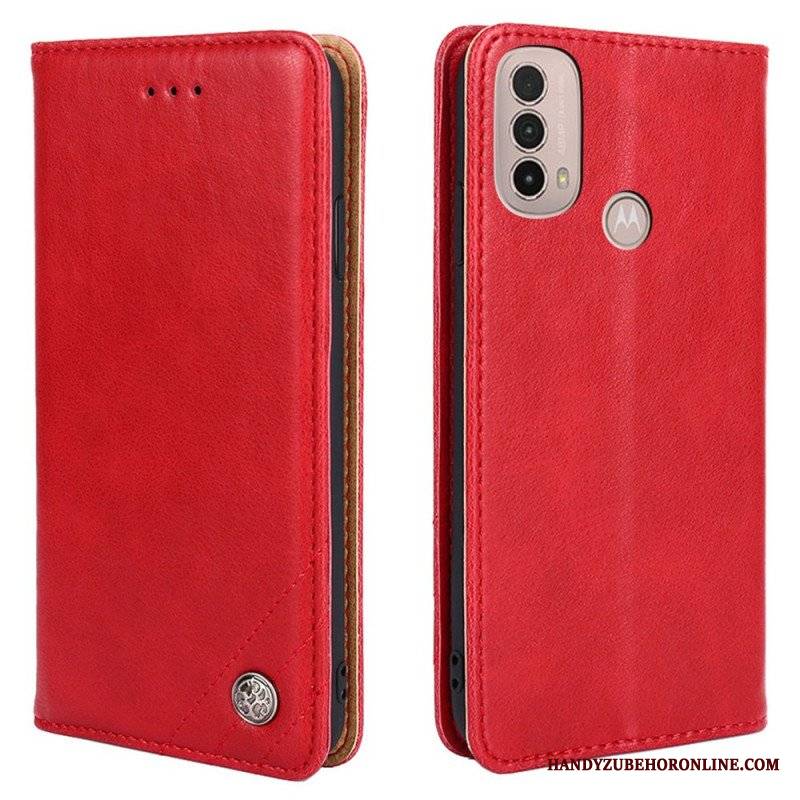 Etui Na Telefon do Moto E40 / E30 / E20 Etui Folio Stylowy Skórzany Nit