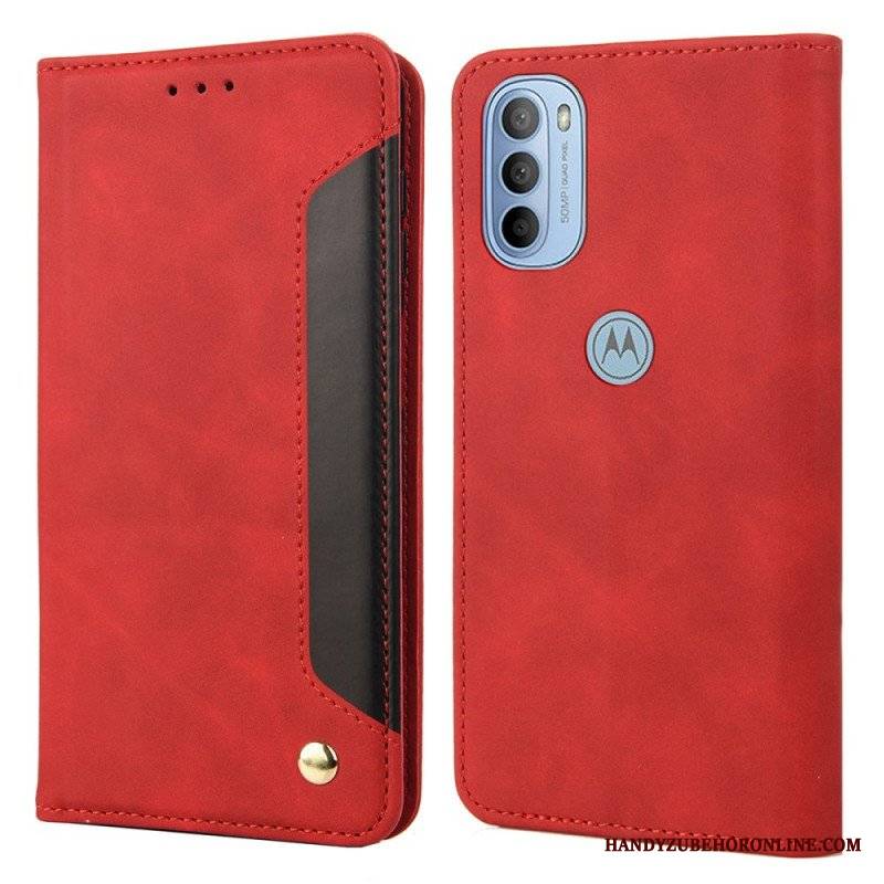 Etui Na Telefon do Moto G51 5G Etui Folio Dwukolorowy Biznesowy Efekt Skóry