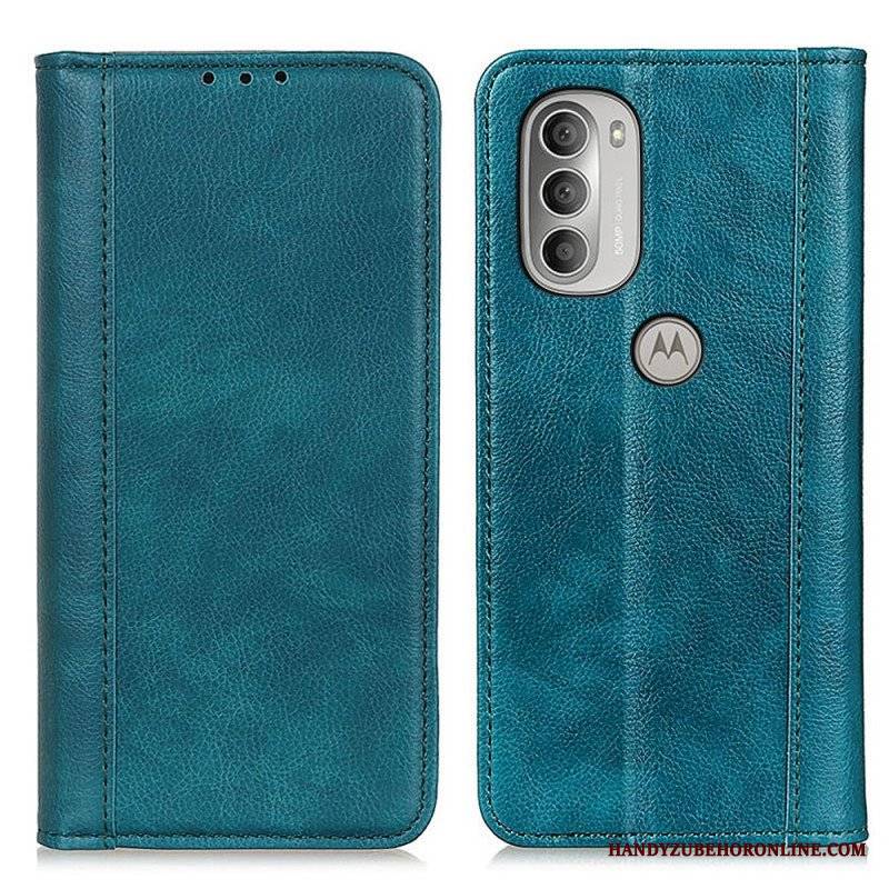 Etui Na Telefon do Moto G51 5G Etui Folio Elegancka Dwoina Skóry Liczi