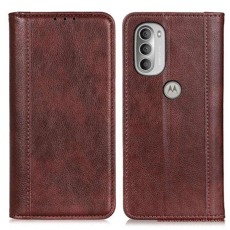 Etui Na Telefon do Moto G51 5G Etui Folio Elegancka Dwoina Skóry Liczi