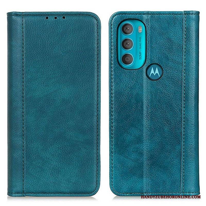 Etui Na Telefon do Moto G71 5G Etui Folio Elegancka Dwoina Skóry Liczi