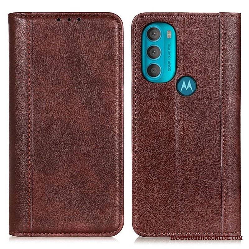 Etui Na Telefon do Moto G71 5G Etui Folio Elegancka Dwoina Skóry Liczi