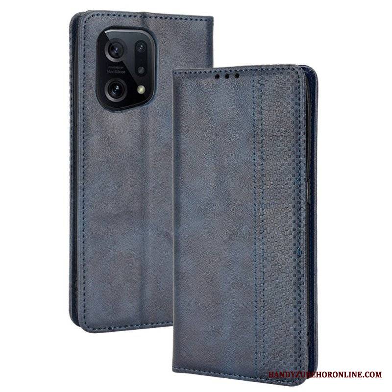 Etui Na Telefon do Oppo Find X5 Etui Folio Stylizowany Efekt Skóry W Stylu Vintage