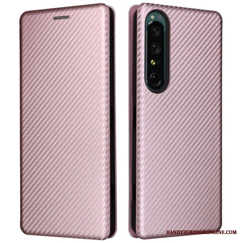 Etui Na Telefon do Sony Xperia 1 IV Etui Folio Tekstura Włókna Węglowego