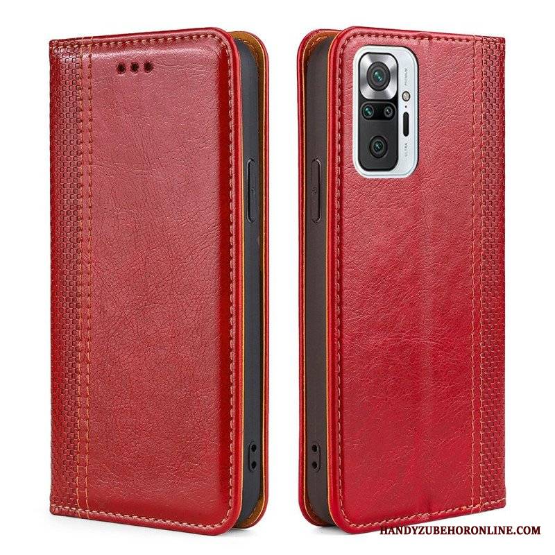 Etui Na Telefon do Xiaomi Redmi Note 10 Pro Etui Folio Przeszycia Ze Skóry Liczi