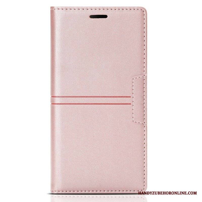 Etui Na Telefon do iPhone 13 Mini Etui Folio Stylowe Skórzane Przeszycia Magnetyczne Zapięcie