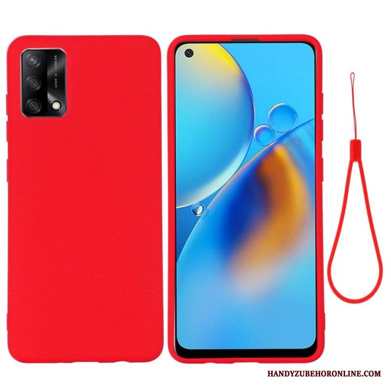 Etui do Oppo A74 4G Płynny Silikon Ze Smyczą