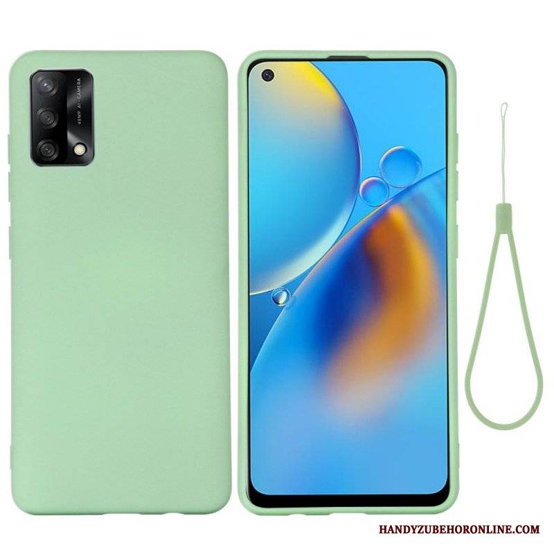 Etui do Oppo A74 4G Płynny Silikon Ze Smyczą