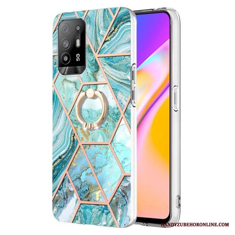 Etui do Oppo A94 5G Geometryczny Marmur Z Pierścionkiem