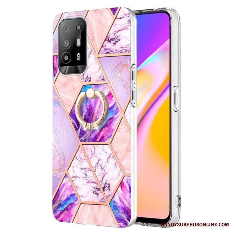 Etui do Oppo A94 5G Geometryczny Marmur Z Pierścionkiem