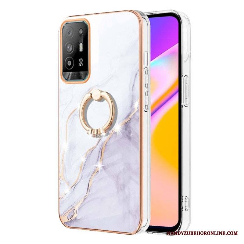 Etui do Oppo A94 5G Marmur Z Pierścieniem