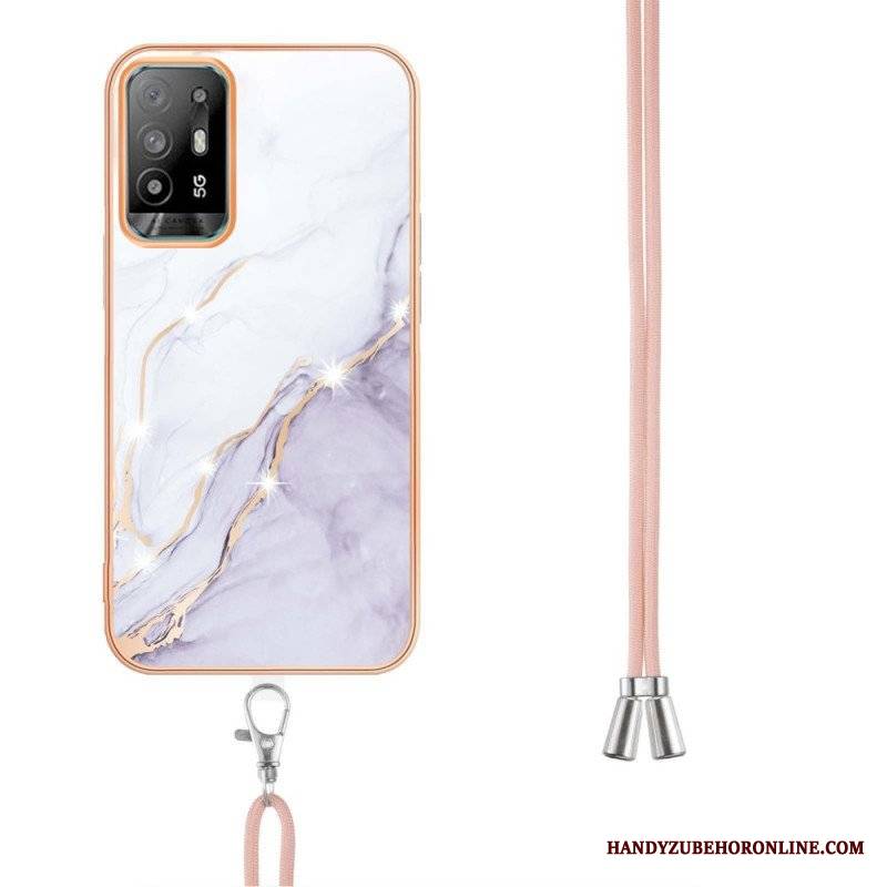 Etui do Oppo A94 5G Marmur Ze Sznurkiem